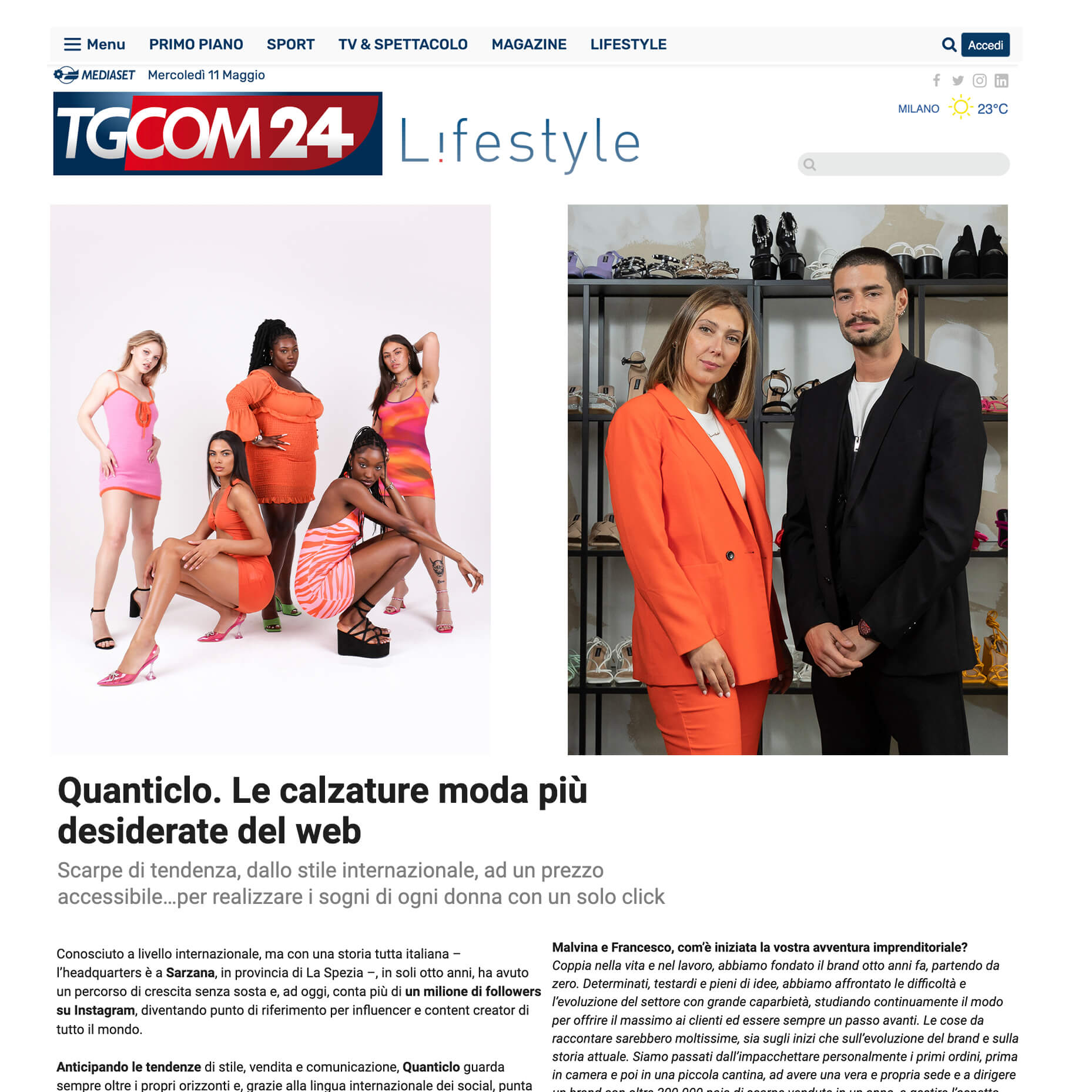 TGCOM24 - Quanticlo. Le calzature moda più desiderate del web.