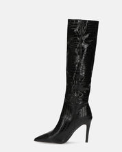 LOLY - stivale con tacco in pitonato nero