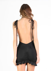 ESME - vestito mini nero con choker fiore