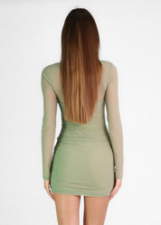 ADRIENNE - vestito mini effetto mesh con incrocio e cut out sul davanti