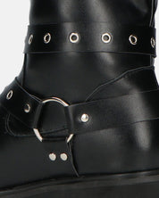 TOKIE - stivaletti anfibi neri con cinturini