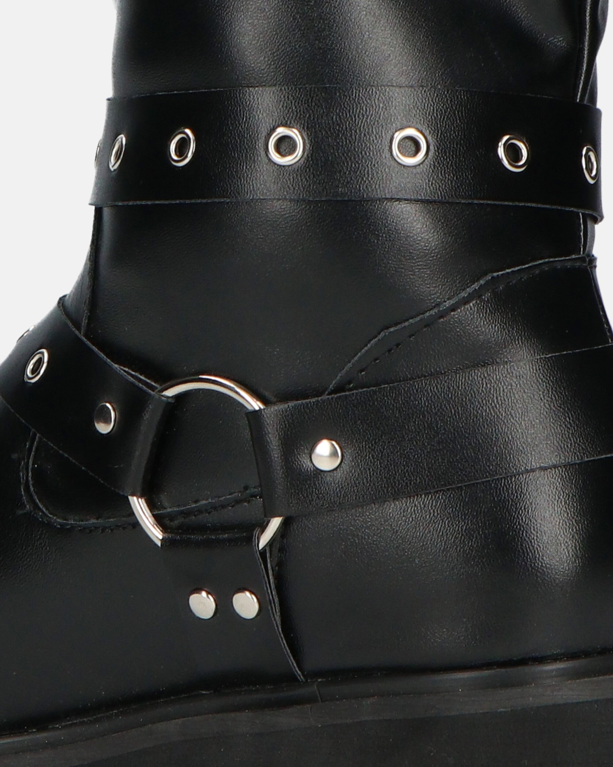 TOKIE - stivaletti anfibi neri con cinturini