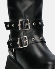 TOKIE - stivaletti anfibi neri con cinturini