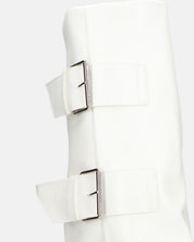 ISABELL - stivali alti bianchi con risvolto e cinture laterali