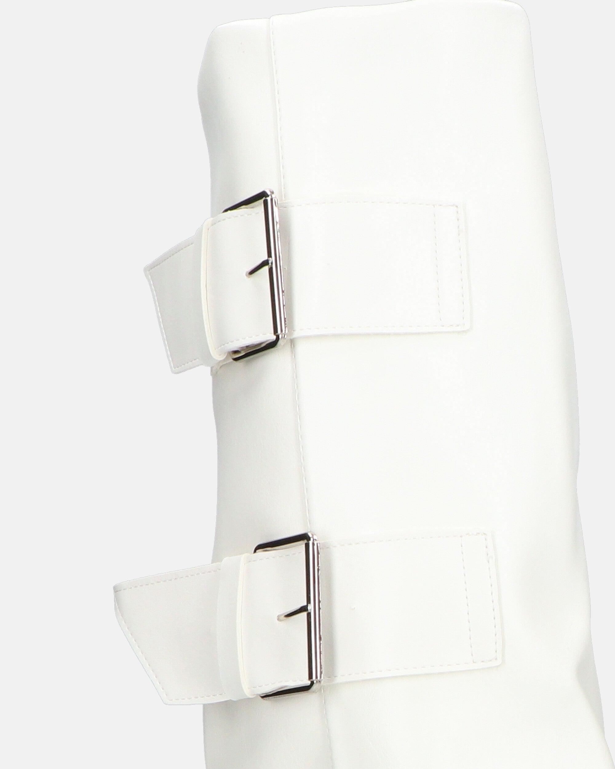 ISABELL - stivali alti bianchi con risvolto e cinture laterali