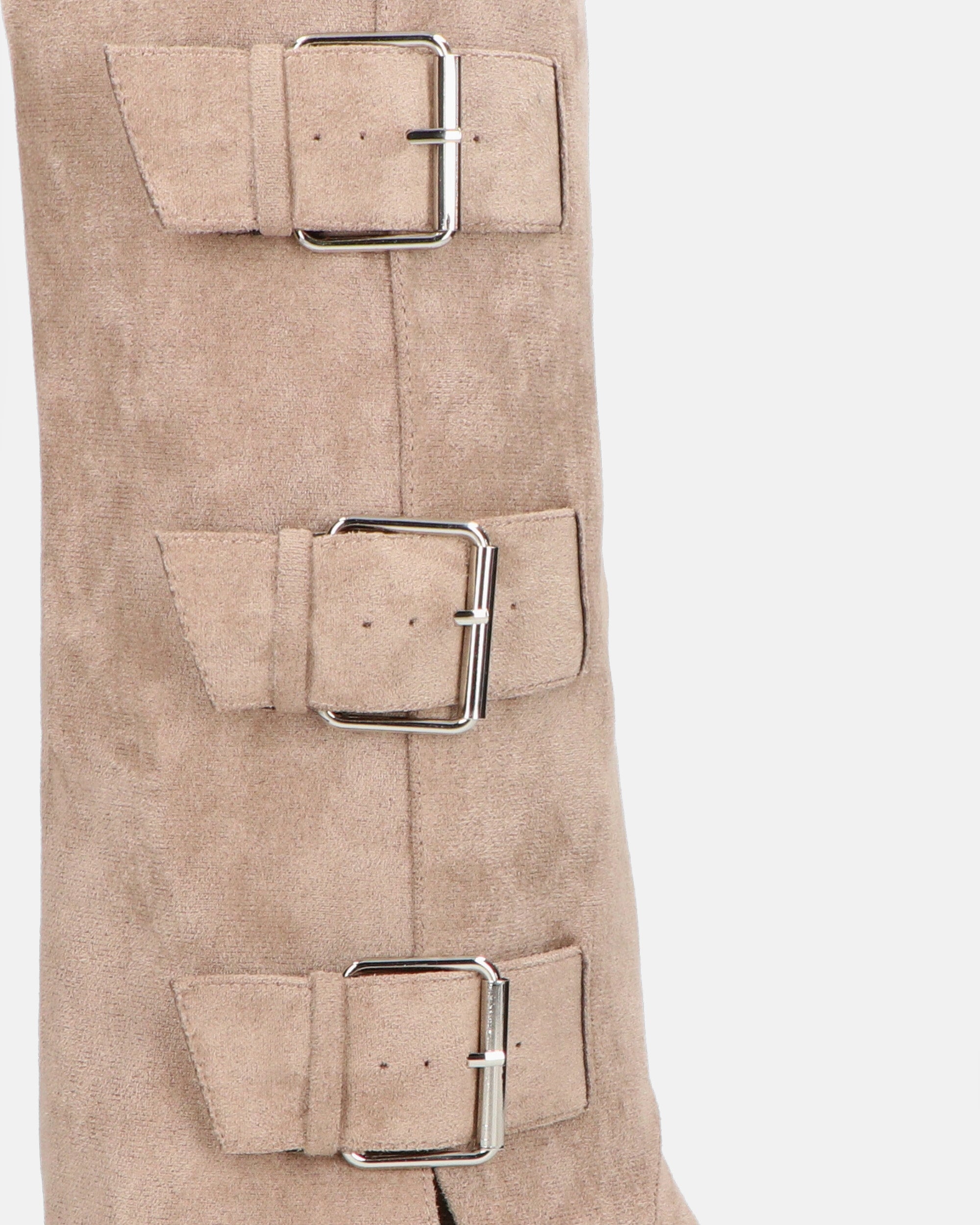 RAHEL - scarpe in camoscio beige con cinture e cerniera laterale