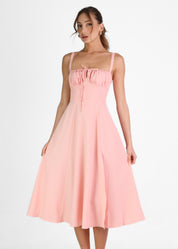 ORNELLA - vestito midi ampio in rosa