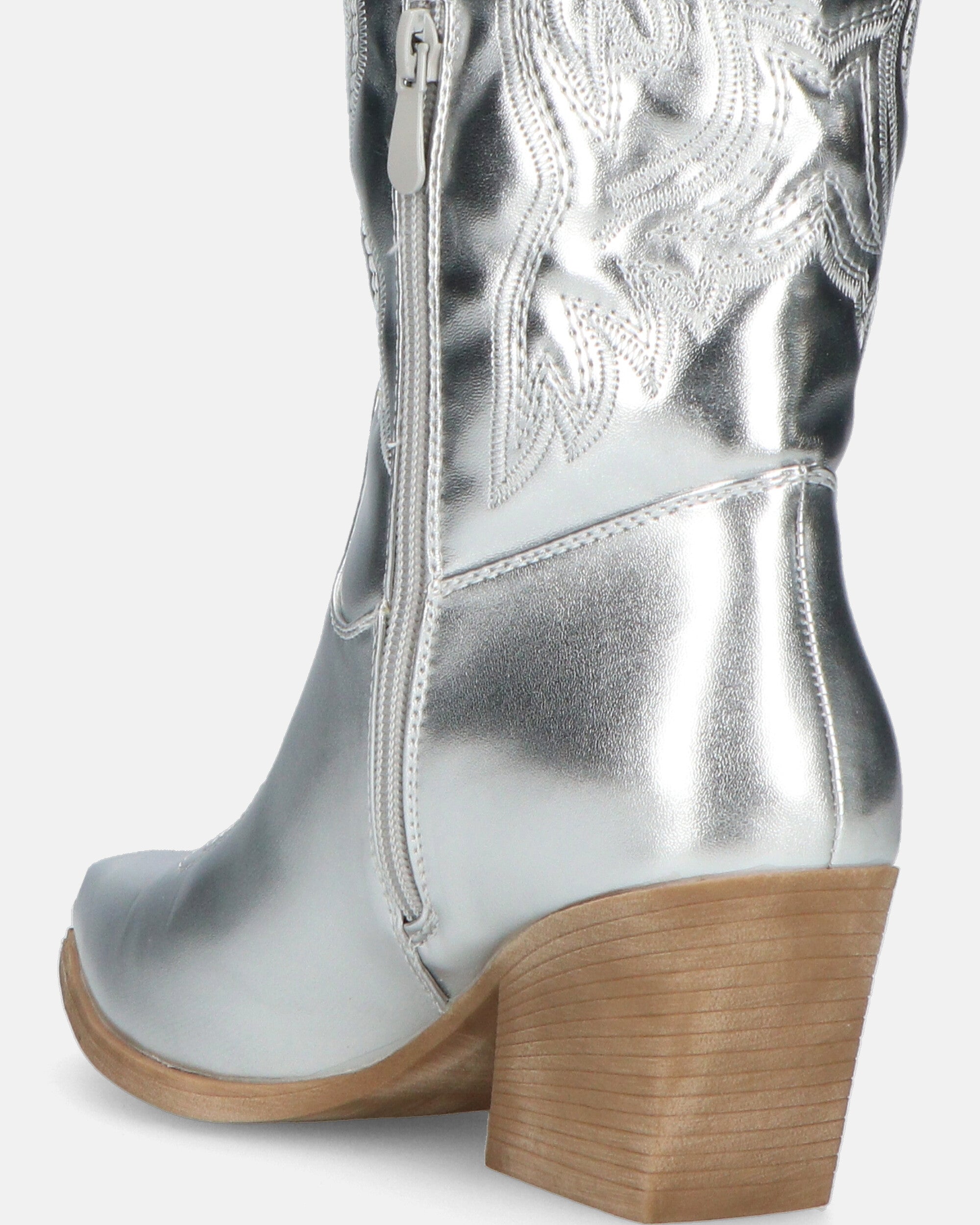 VITA - stivali camperos in glassy argento