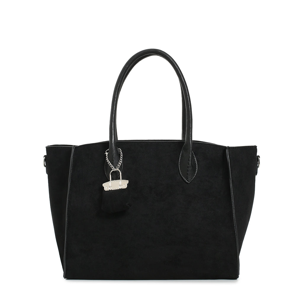 VALERY - borsa tote a spalla effetto camoscio con charm borsetta