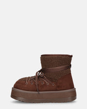 ALENA - stivali invernali stringati marrone scuro imbottiti all interno