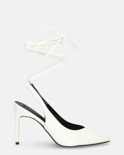 ADENIKE - décolleté con lacci in ecopelle bianca