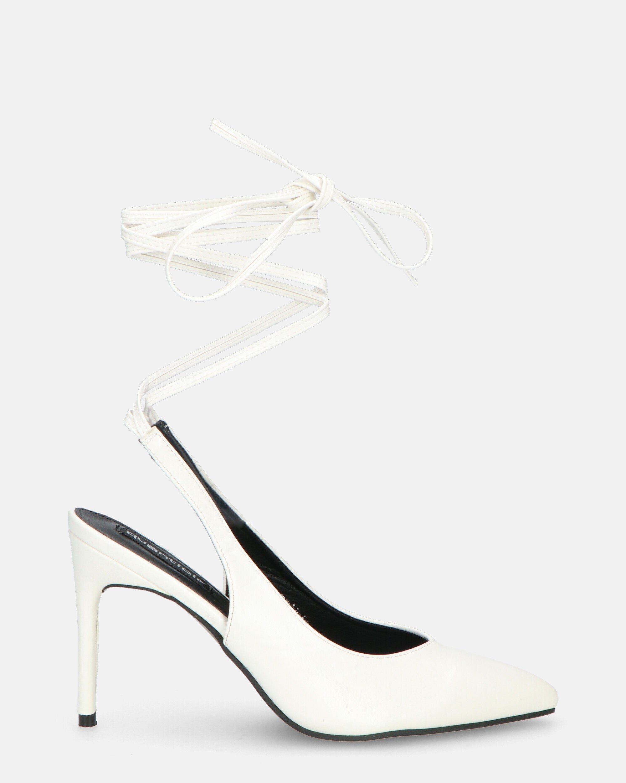 ADENIKE - décolleté con lacci in ecopelle bianca