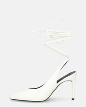 ADENIKE - décolleté con lacci in ecopelle bianca