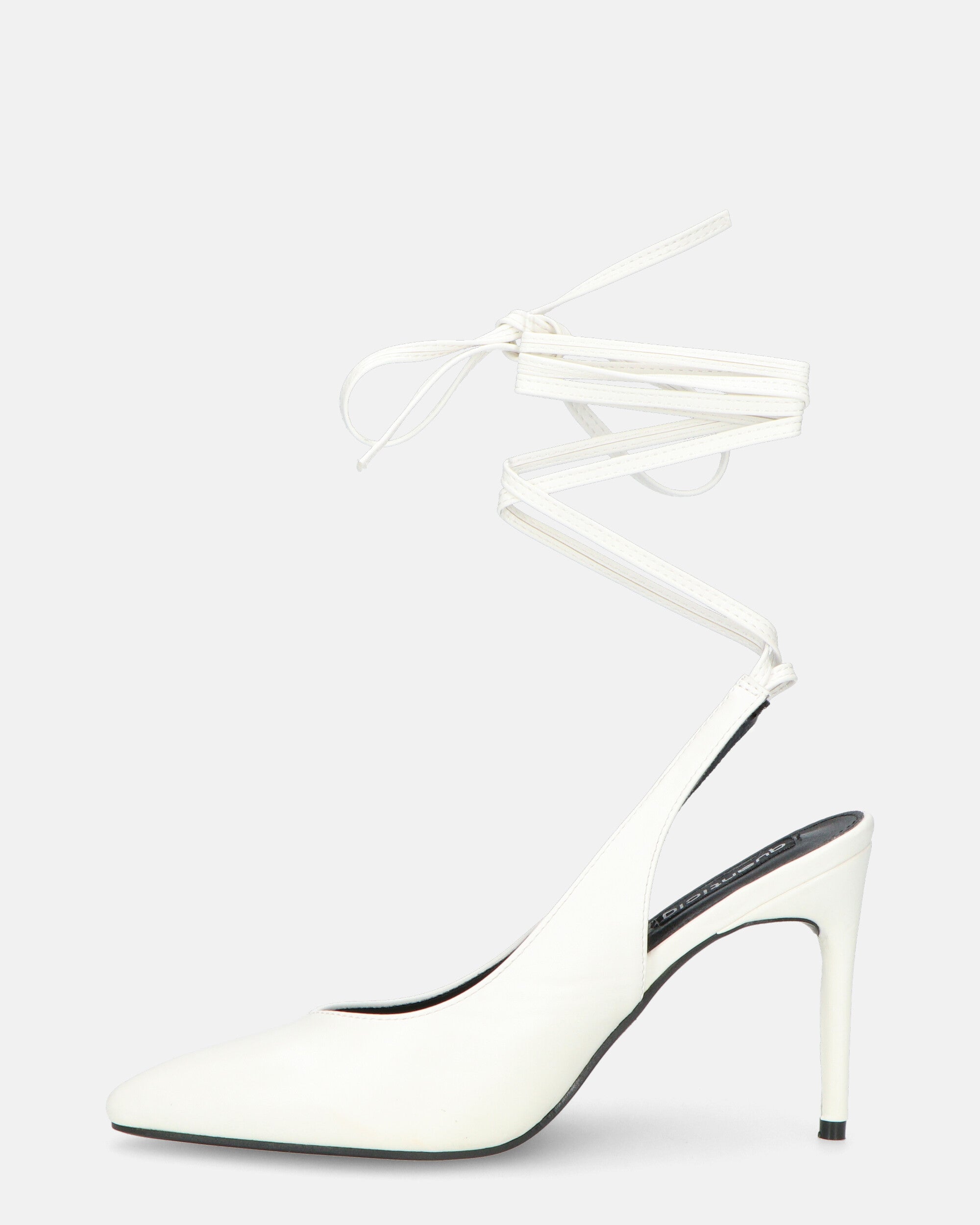 ADENIKE - décolleté con lacci in ecopelle bianca