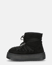 ALENA - stivali invernali stringati neri imbottiti all interno