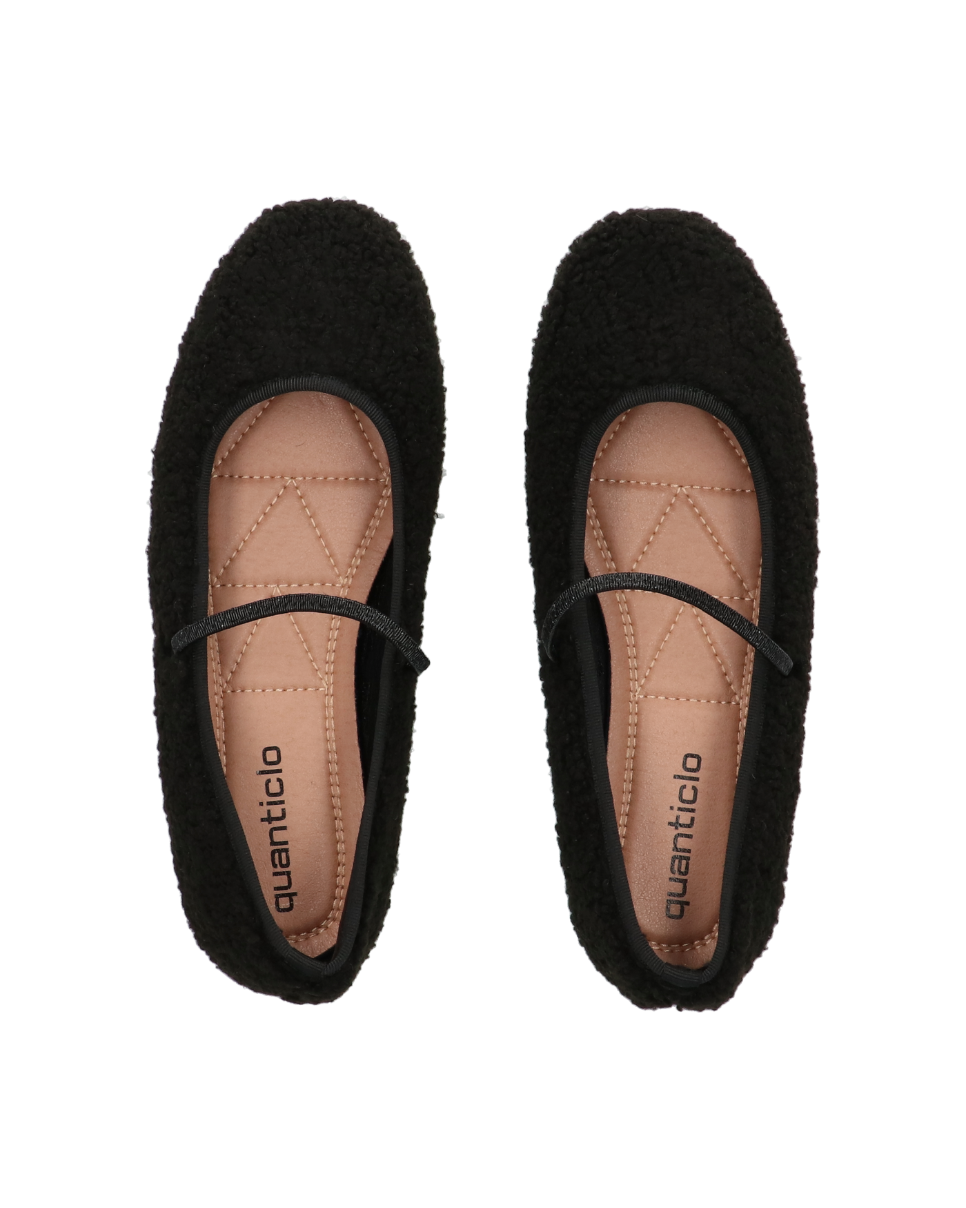 ALISSA - ballerine nere effetto peluche con suola beige