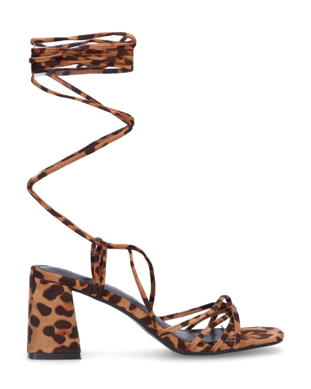 AMINA - sandali in camoscio leopardato con lacci