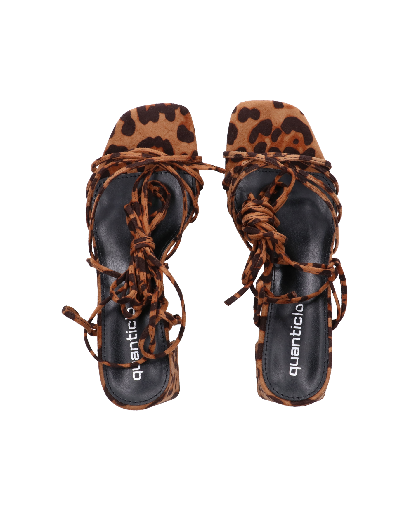 AMINA - sandali in camoscio leopardato con lacci