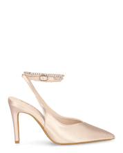 ANNAGRETA - decolette il lycra beige con gemme nel cinturino
