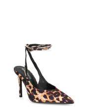 ANNAGRETA - decolette il lycra leopardato con gemme nel cinturino