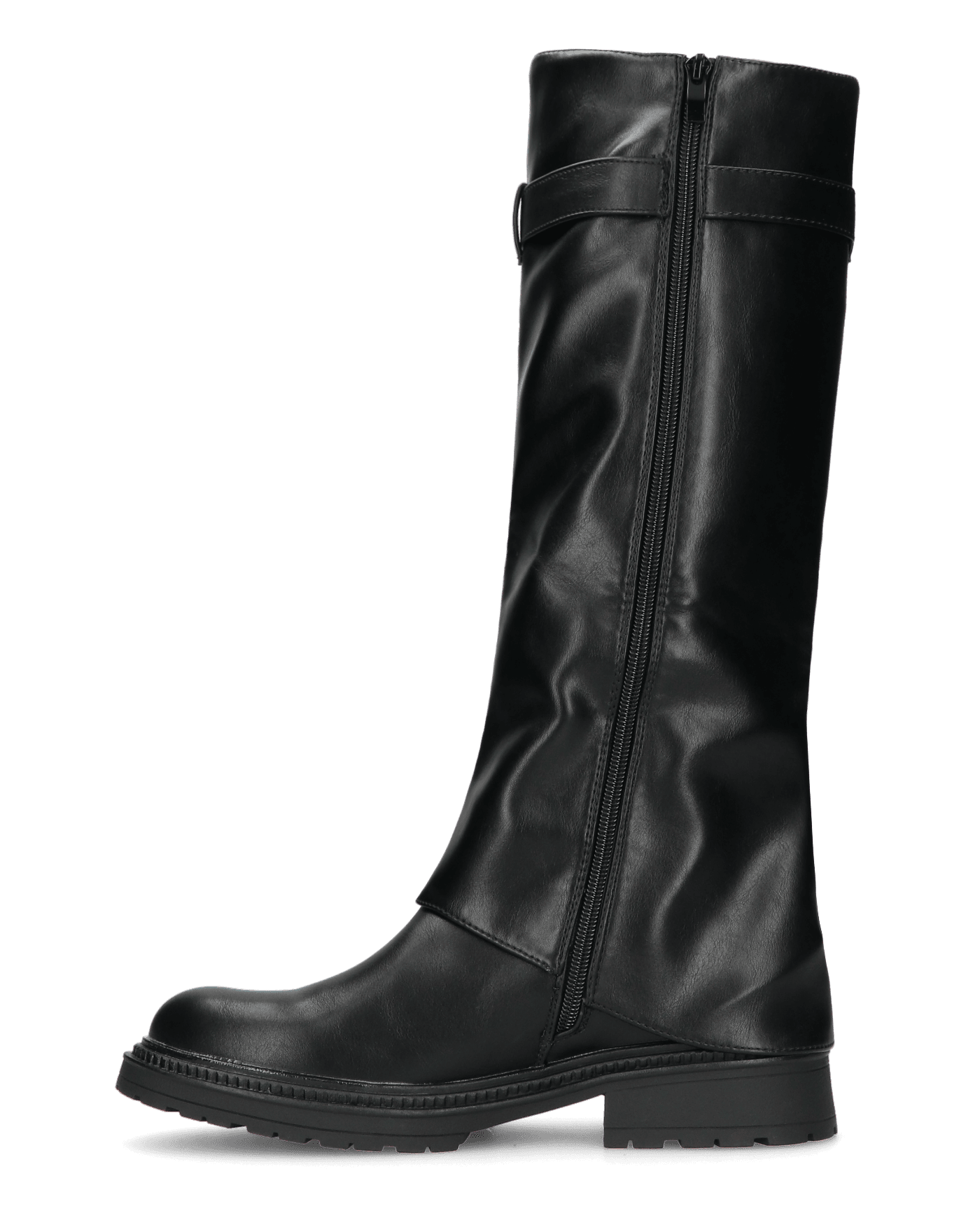 ARY - stivali alti neri con risvolto e cerniera laterale