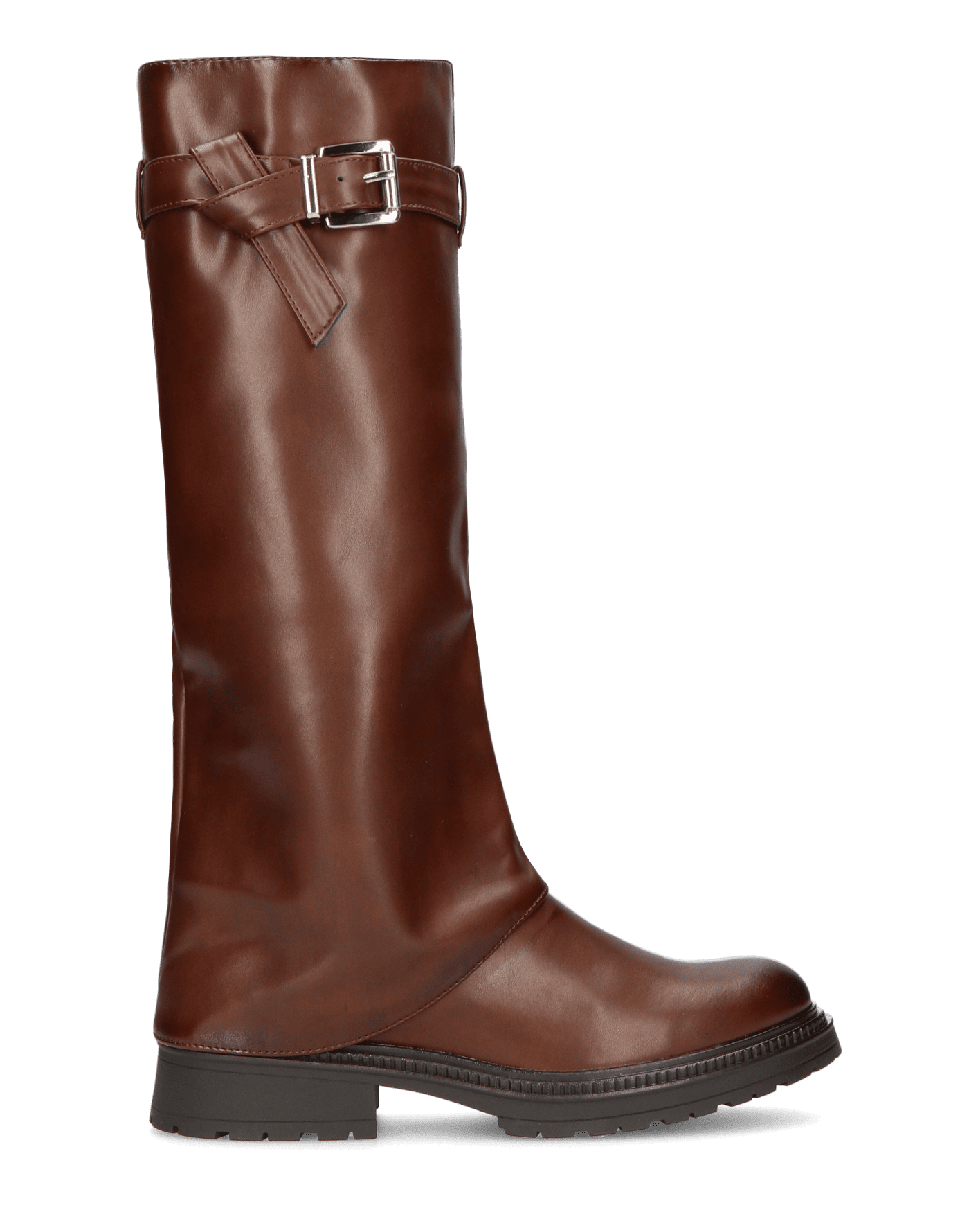 ARY - stivali alti marroni con risvolto e cerniera laterale
