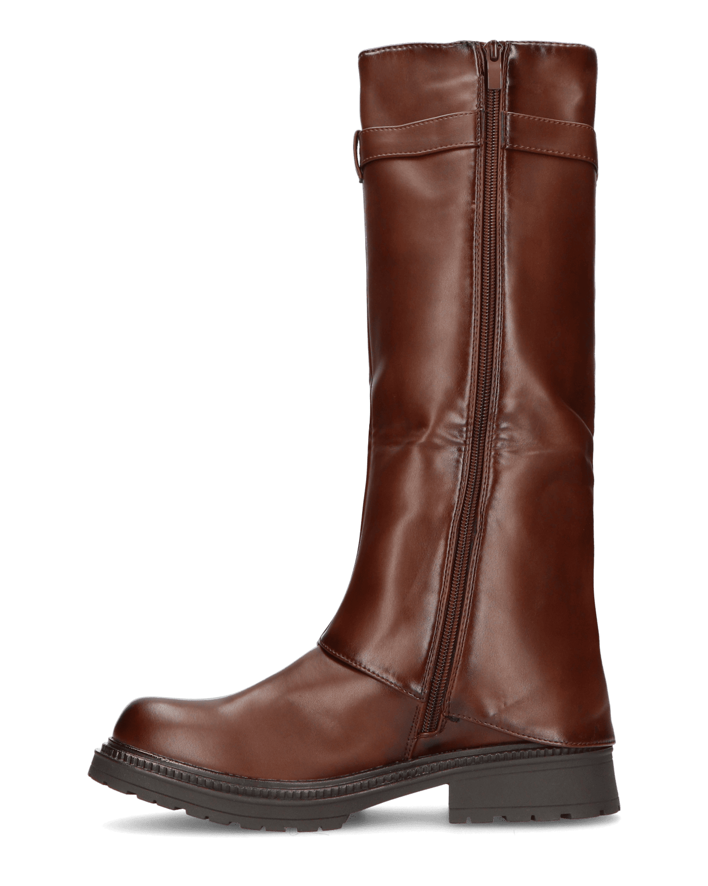 ARY - stivali alti marroni con risvolto e cerniera laterale