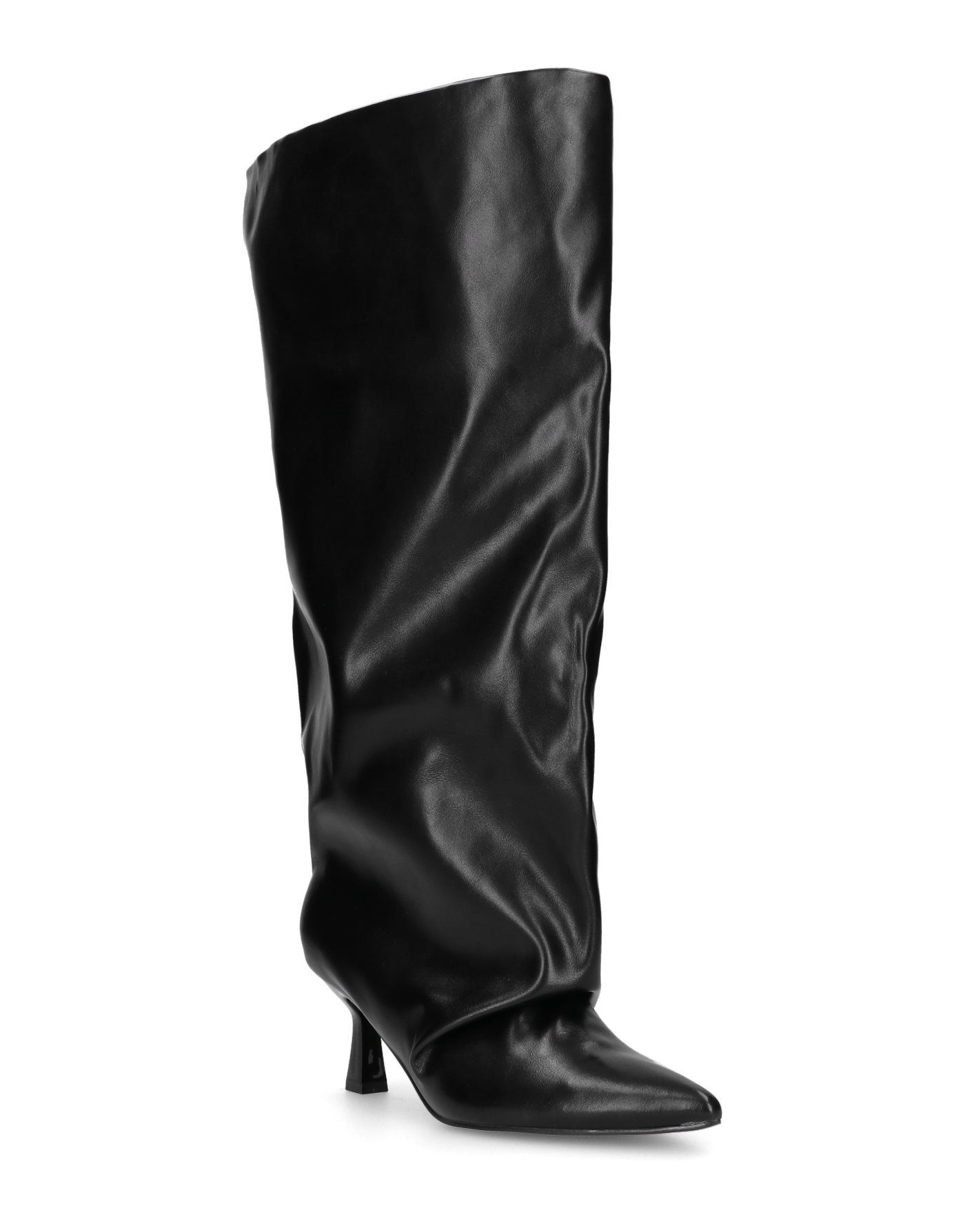 AXEL - stivale alto nero con gambale ampio e effetto arricciato sulla punta