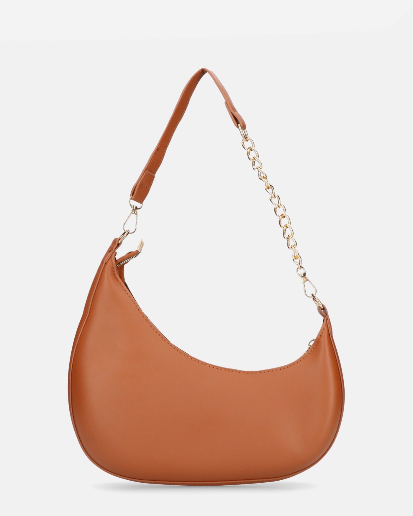 AYMAN - borsetta a spalla con zip in ecopelle marrone