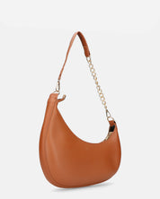 AYMAN - borsetta a spalla con zip in ecopelle marrone