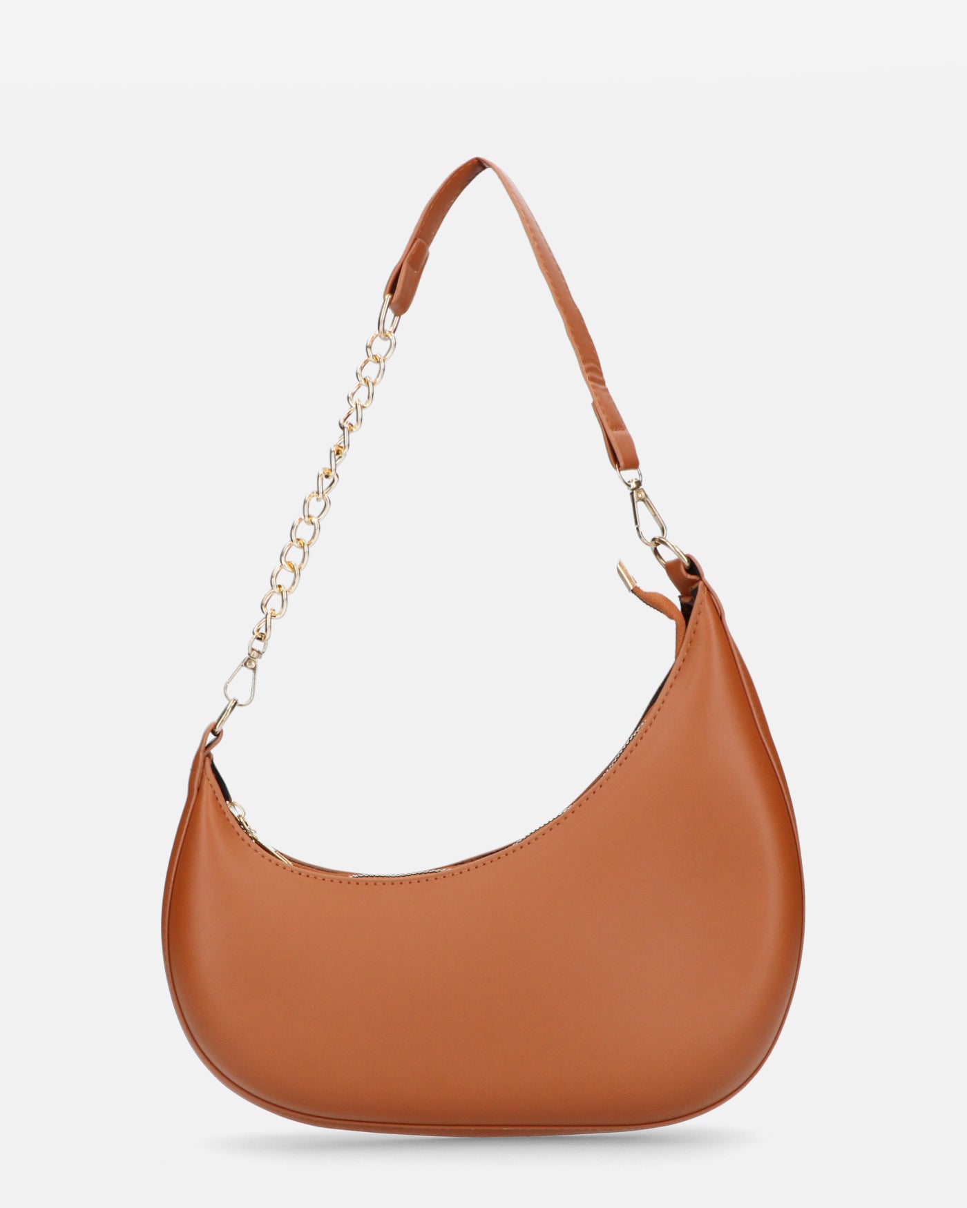 AYMAN - borsetta a spalla con zip in ecopelle marrone