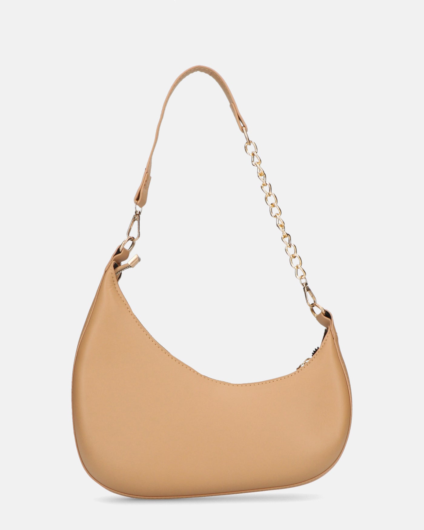 AYMAN - borsetta a spalla con zip in ecopelle beige