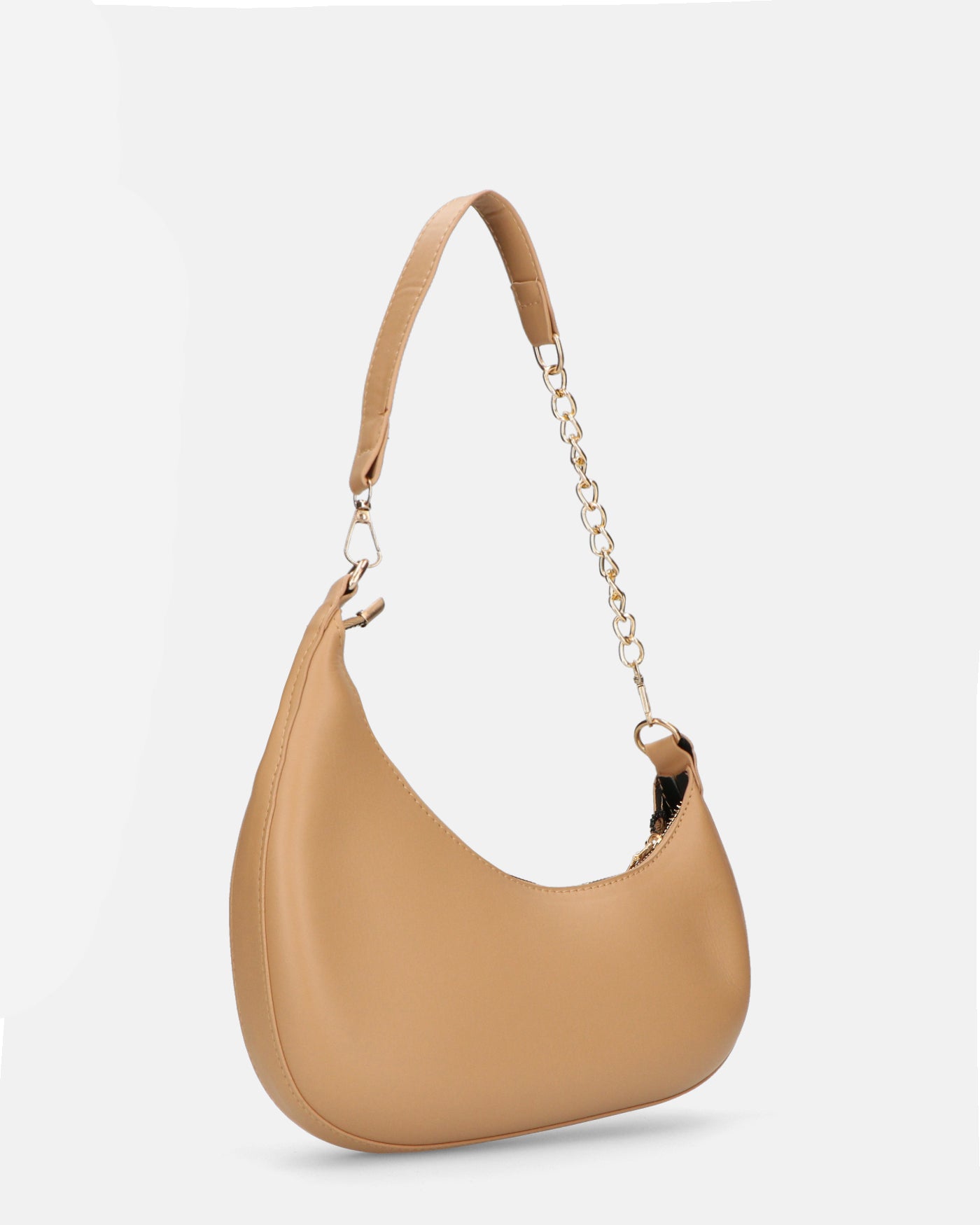 AYMAN - borsetta a spalla con zip in ecopelle beige