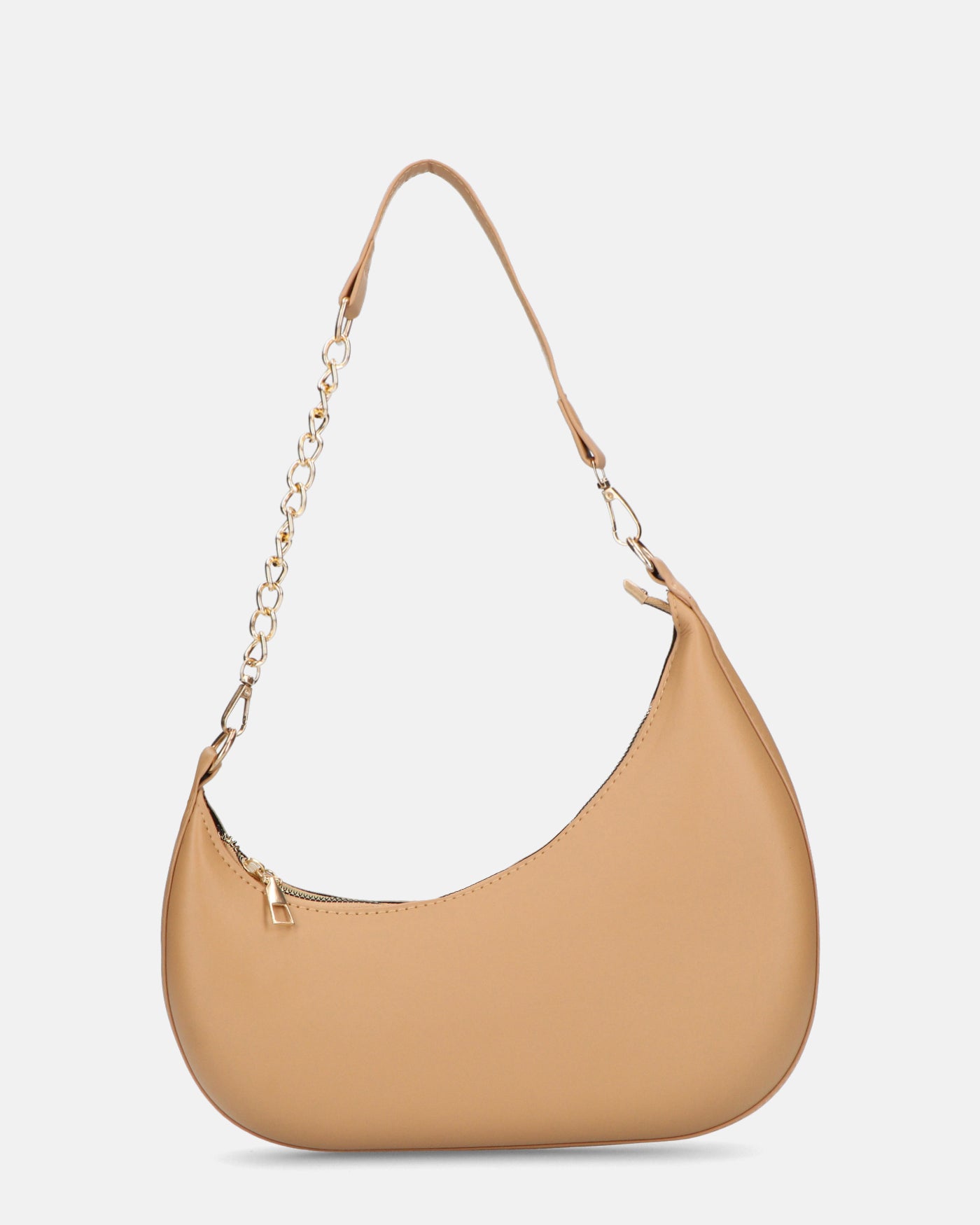 AYMAN - borsetta a spalla con zip in ecopelle beige