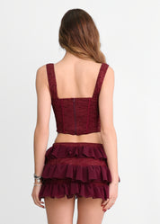 BREEZE - set co-ord gonna corta e corpetto in burgundy