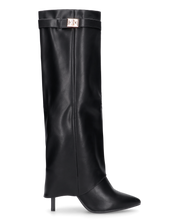 BEA - stivali alti neri con risvolto e tacchi alti a spillo