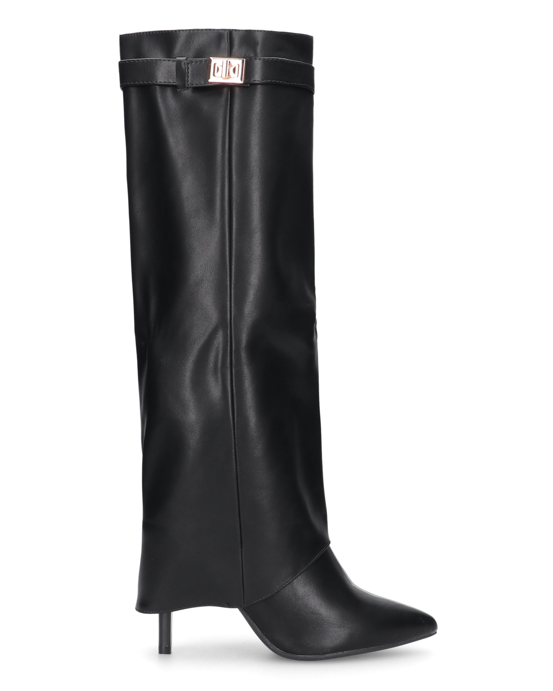 BEA - stivali alti neri con risvolto e tacchi alti a spillo