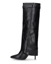 BEA - stivali alti neri con risvolto e tacchi alti a spillo