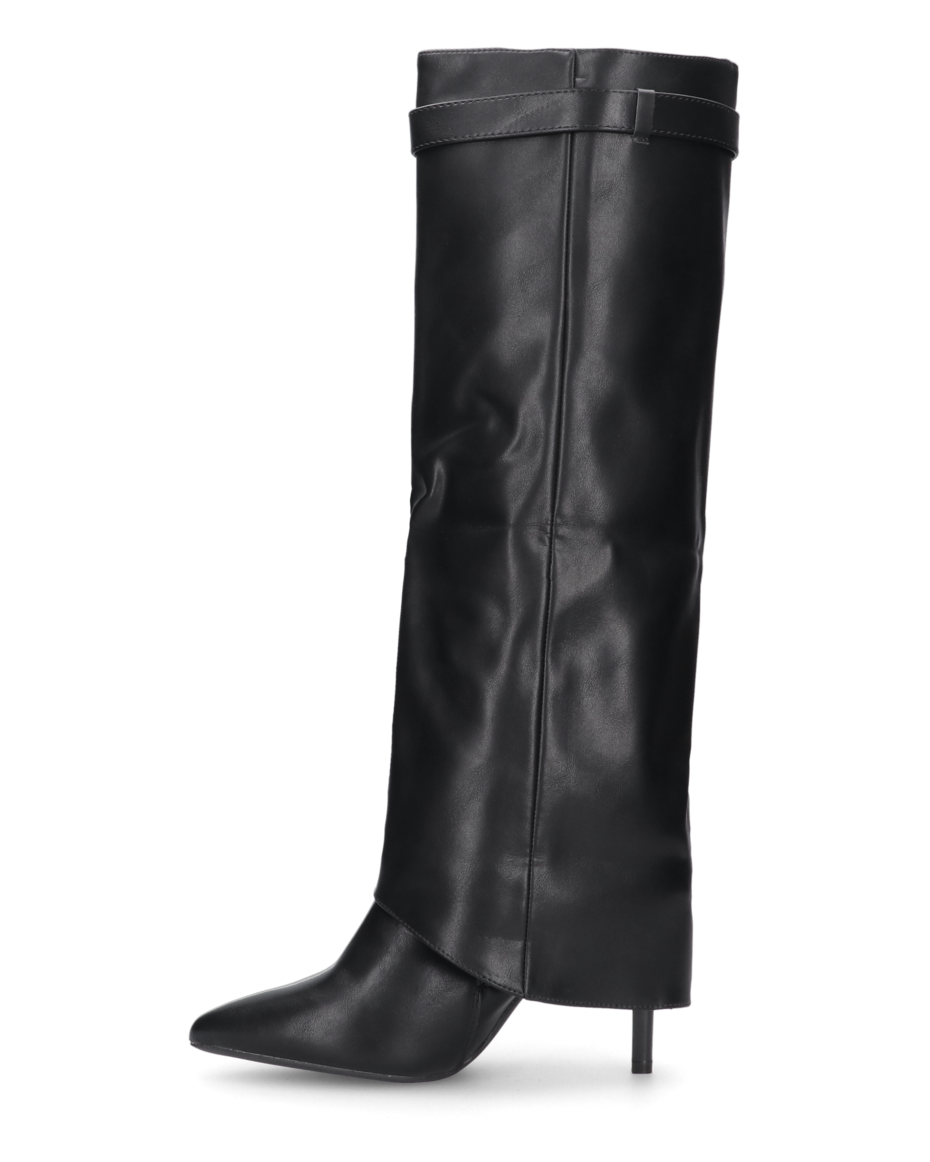 BEA - stivali alti neri con risvolto e tacchi alti a spillo