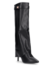 BEA - stivali alti neri con risvolto e tacchi alti a spillo