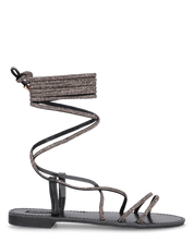 CINDY - sandali con lacci in diamantini nero