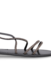 CINDY - sandali con lacci in diamantini nero