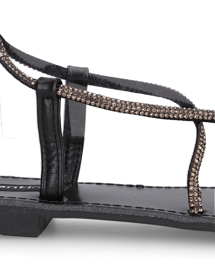 CINDY - sandali con lacci in diamantini nero