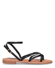 CINTHIA - sandali bassi con cinturino e fasce nere