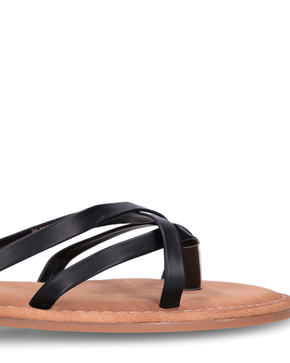 CINTHIA - sandali bassi con cinturino e fasce nere