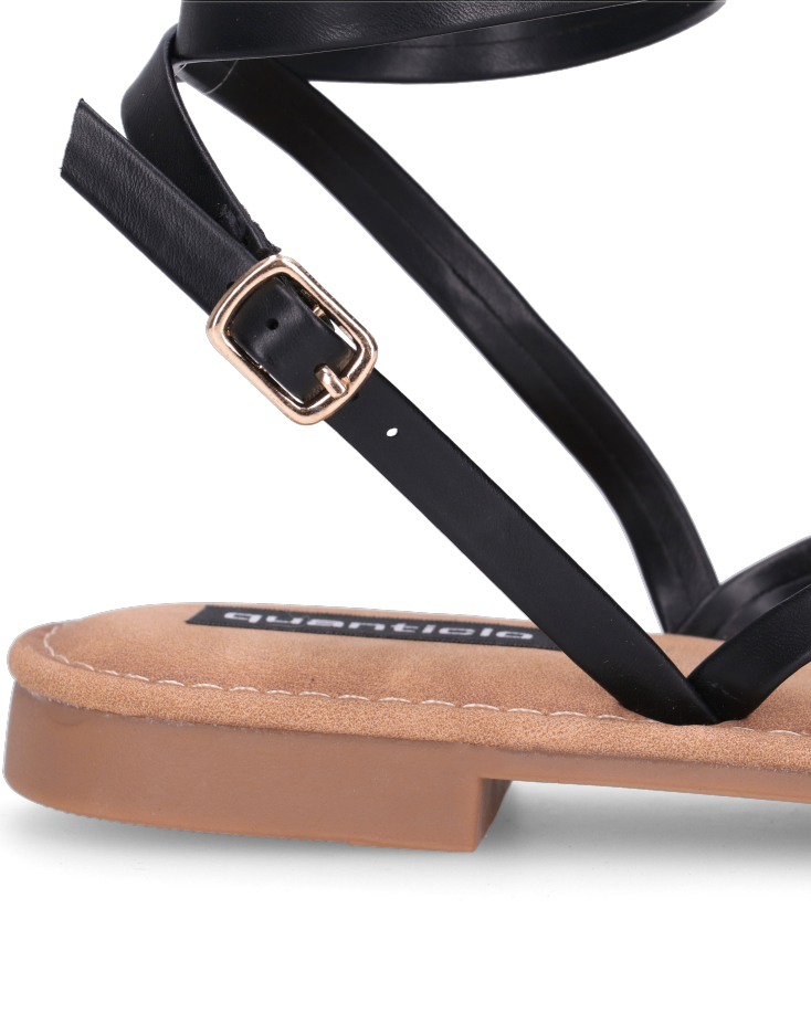 CINTHIA - sandali bassi con cinturino e fasce nere