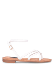 CINTHIA - sandali bassi con cinturino e fasce bianche