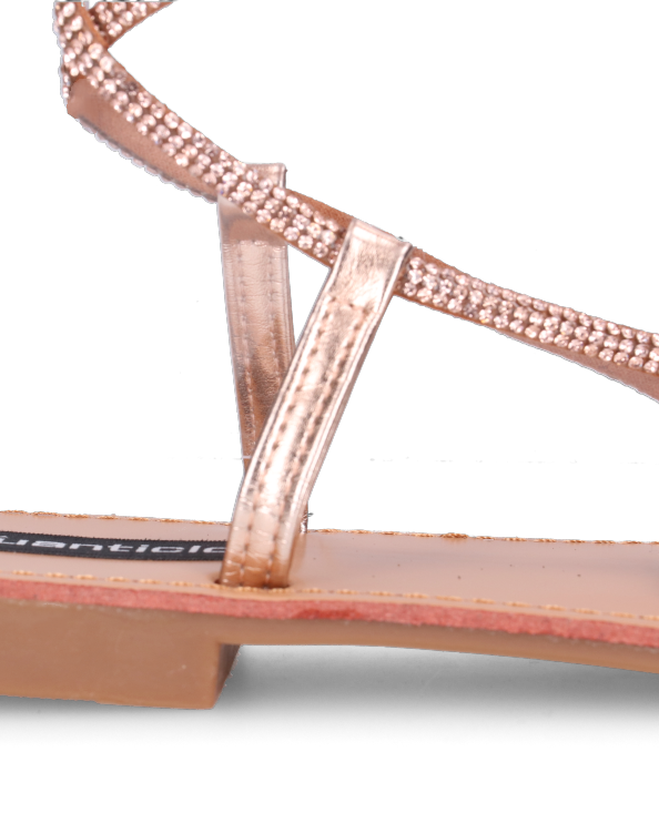 CINDY - sandali con lacci in diamantini bronzo