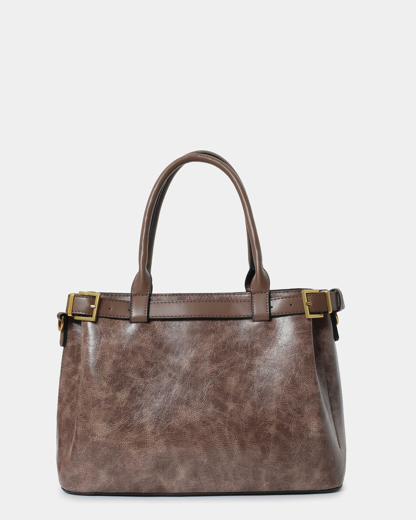 CLIO - borsa grande a mano rifiniture oro in marrone effetto vintage