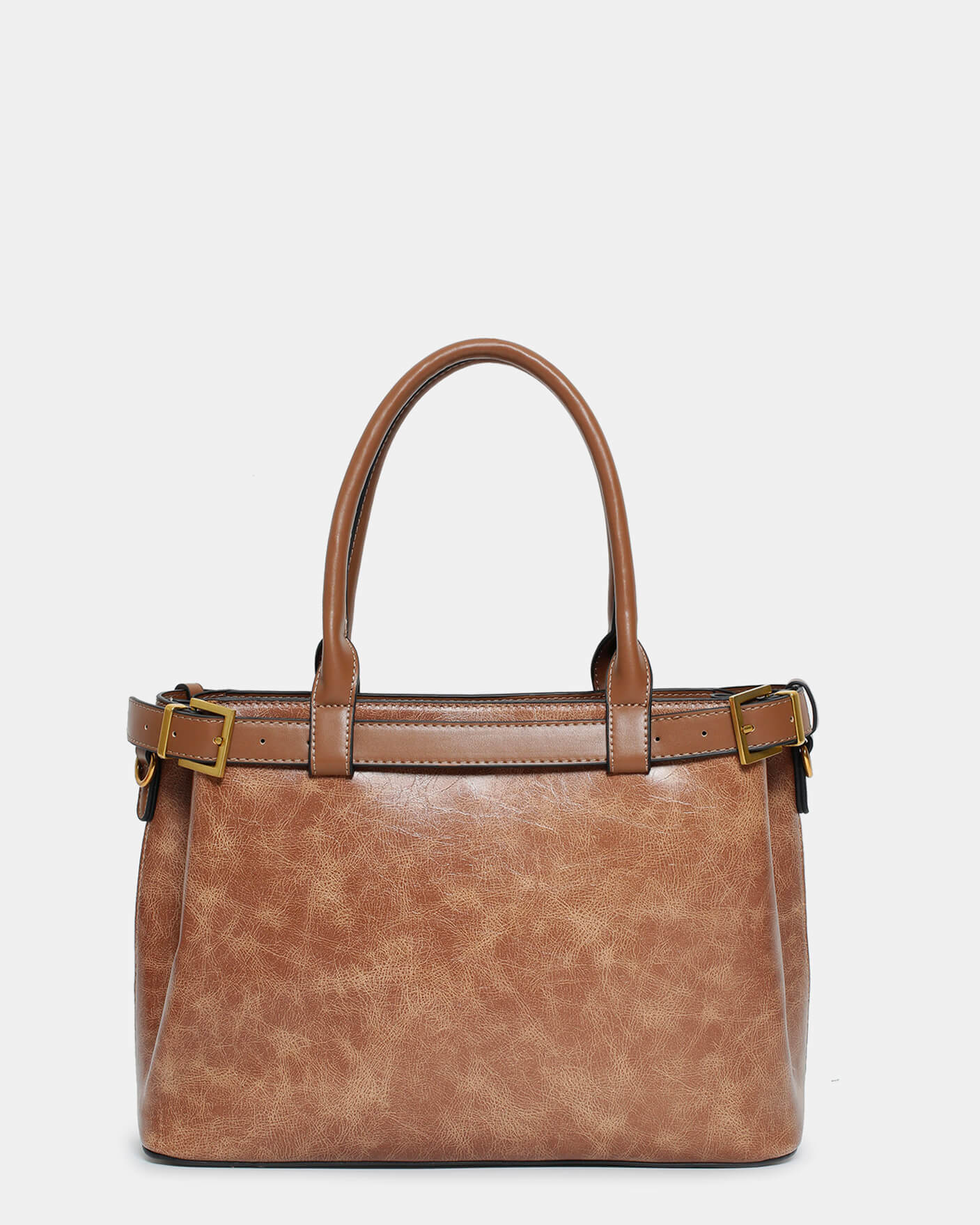 CLIO - borsa grande a mano rifiniture oro in marrone chiaro effetto vintage